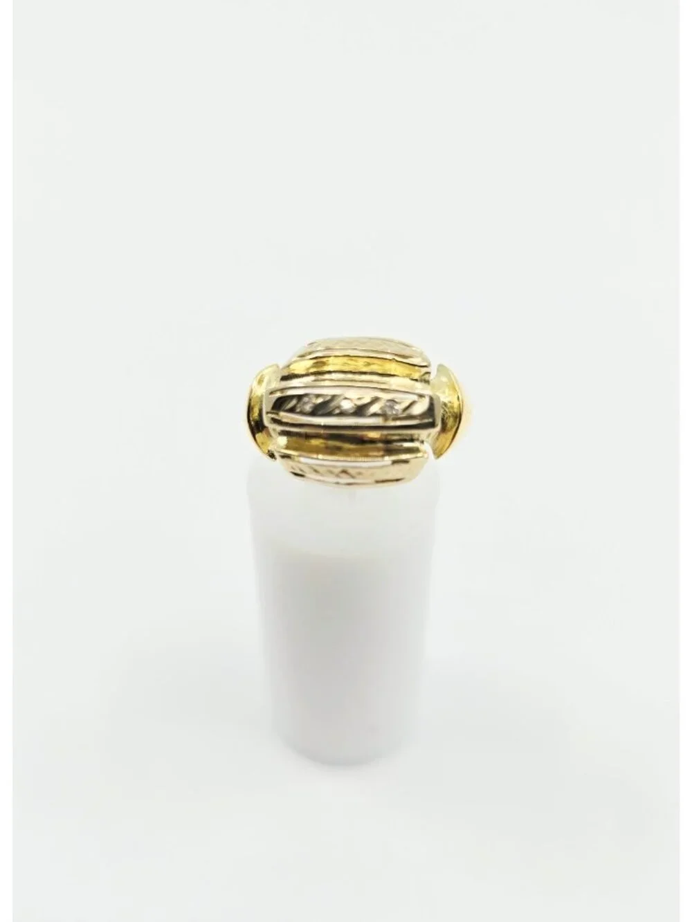 14K Karat Solid Two Tone Multi Color Gold Designer Diamond Wide Ring - Size 7.50